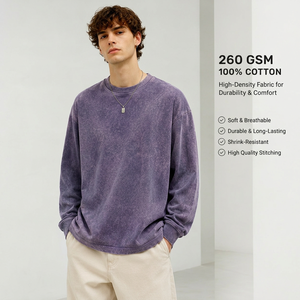 รับผลิตเสื้อยืดแขนยาวผู้ชายไซส์ใหญ่ ผ้าฝ้าย 100% น้ำหนัก 260 กรัม แบบซักแล้ว พร้อมบริการออกแบบพิมพ์ลายตามสั่ง ขายส่งจำนวนมาก รับผลิตแบบ OEM ODM - Product Image 1