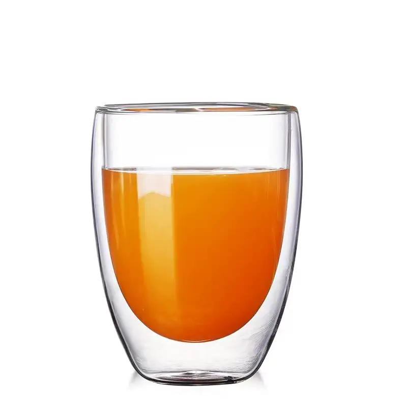 wholesale 8oz 12oz 15oz Heat resistant Double Wall Glass juice Cup Borosilicate Glass coffee cup tea milk mug