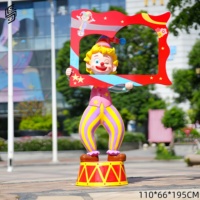 Vente Flash : Sculpture de Clown en Résine, Statue Colorée de Personnage de Cirque de Dessin Animé pour la Décoration de Parcs Extérieurs et Centres Commerciaux
