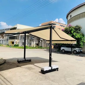 Auvent autoportant à double ouverture avec structure en aluminium, toit rétractable, protection solaire extérieure 100 % UV, auvent rétractable 100 - Product Image 2