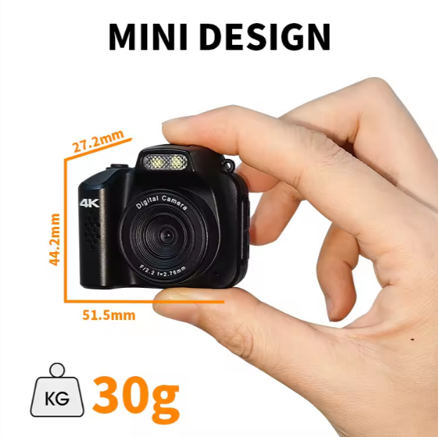 HJD-02 4K CMOS Retro Digital Camera HD Video 1.54-inch IPS Display Entry-Level Mini Camera for Kids Students Portable Design