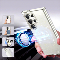 Étui de téléphone minimaliste fin et transparent avec paillettes magnétiques en TPU PC, résistant aux chocs et aux chutes pour Samsung S26 Ultra Plus