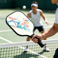 Raquette de pickleball pour débutants, fibre de verre, noyau en nid d'abeille PP, 220g, sans bordure, 16mm, portable, contrôle facile, raquette de sport junior