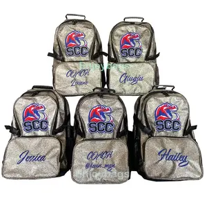 Fábrica Personalizado Elegante Cheer Esportes Mochila Impresso Mulheres Brilho Pro Cheerleading Mochila glittery