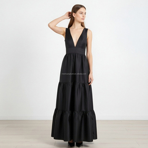 On Sale Black Layered Maxi Dress Double Straps, Stylish Applique |  Alibaba.com