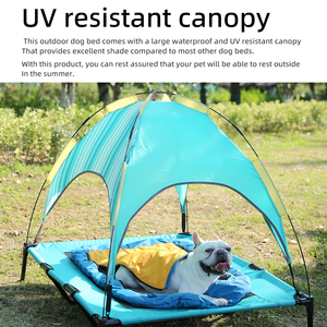 Cama elevada para perros, venta al por mayor, marco de acero, cama para acampar para perros, cama elevada para perros con refrigeración de verano al aire libre con dosel - Product Image 6