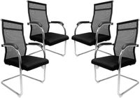 Chaise de bureau exécutive à dossier mi-haut en maille, base cantilever, ergonomique, pour visiteurs et conférences, accoudoirs fixes, design moderne en fer