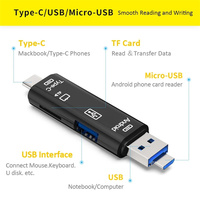 Tipo C y Micro USB y USB 3 en 1 Lector de tarjetas Universal OTG TF de alta velocidad para encabezados de extensión de computadora de teléfono Android