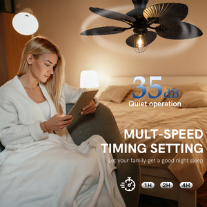 52 inch Lá Cọ 5 lưỡi yên tĩnh Reversible DC động cơ quạt trần nhiệt đới với LED ánh sáng - Product Image 5