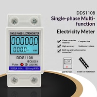 Compteur d'énergie monophasé DDS1PT2 sur rail DIN 220V 230V, compteur d'électricité numérique kWh avec écran LCD, 5(60)A Classe 1.0