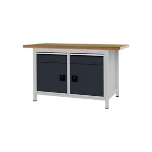 Bedrunka + Hirth Établi gris anthracite, RAL 7016 W1500xH859xP750 mm hêtre multiplex 40 mm 2 tiroirs, 2 portes - Product Image 1