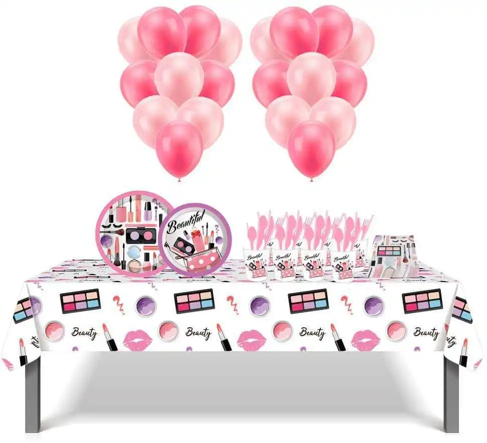 Spa Salone di Trasformazione Del Partito Forniture Set Da Tavola per Le Bambine Adolescenti Manicure Trucco Salone di Rossetto Di Compleanno Stoviglie Decor