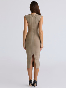 Women's Summer Breathable for Bodycon V-Neck Sleeveless <strong>Elastic</strong> Party <strong>Dress</strong> - Product Image 3