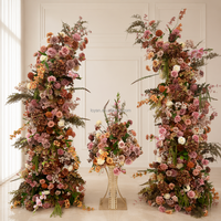 Décoration de mariage DIY : Arche florale en forme de corne blanche, rangée de fleurs artificielles en soie pour toile de fond de fête et événement