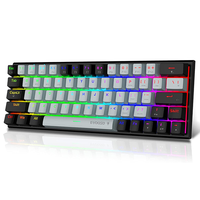 Wireless 60% Mechanical Gaming Keyboard BT/2.4G USB Type-C RGB Backlit 63 Keys Compact Metal Red Switches Programmable