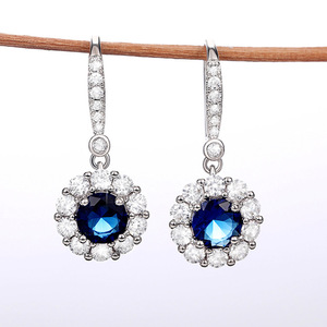 Orecchini Pendenti con Zircone Blu, Eleganti Orecchini Lunghi per Donne, Gioielli Regalo per Anniversario - Product Image 2