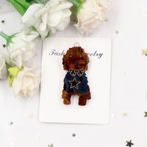 New Arrival Corgi Dog Brooch (Safety Pin) Cute Laser Cut <strong>Acrylic</strong> <strong>Jewelry</strong> Handmade - Product Image 4