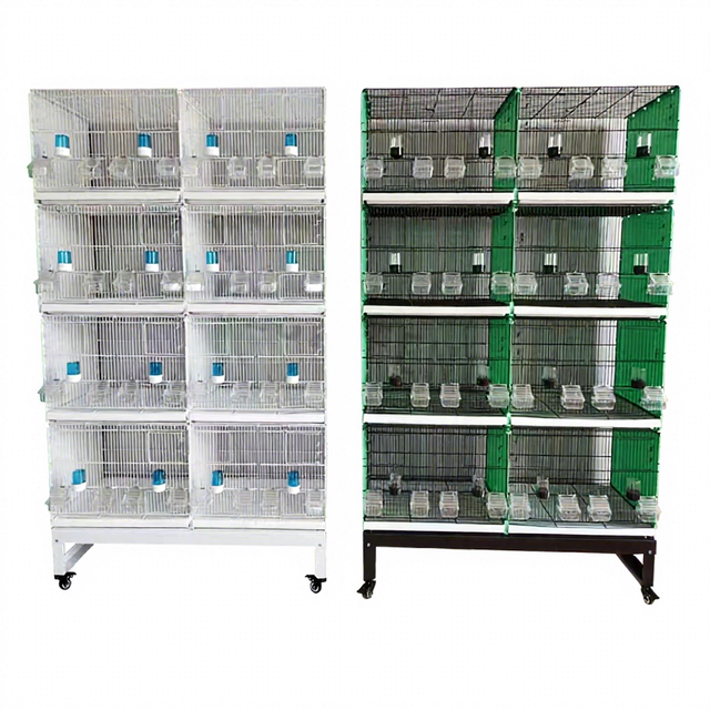 4 Stackable Breeding Fancy Small Canaries Cage Iron Wire Bird Aviary Cage With Food Drink Feeder Accessories