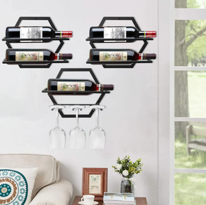 Wall Mounted Metal Wine <b>Bottle</b> <b>Rack</b> Home Kitchen Bar Decor <b>Storage</b> Organizer with Mail Order Packing - Product Image 5