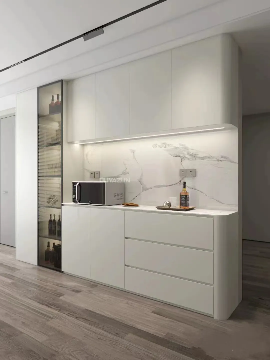 Furnitur kamar tidur 2024 modular kayu kustom desain modern lemari pakaian jalan di