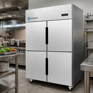 Congélateur vertical commercial en acier inoxydable à température unique, refroidissement par air, 4 portes, dégivrage automatique, pour la restauration sur mesure, écoénergétique - Product Image 3