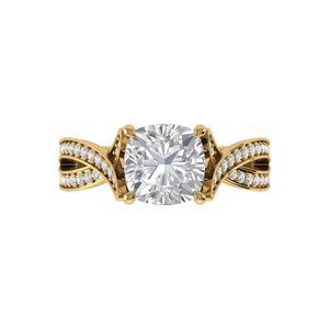 Bague en diamant de laboratoire taille coussin de qualité supérieure, en argent 925 et or 9kt, 14kt, 18kt, pour femme, idéale comme bague de fiançailles - Product Image 3