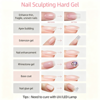 Gel dur sculptant rose clair de qualité salon, marque privée et OEM/ODM, pour la construction d'apex et la réparation des ongles, commande en gros