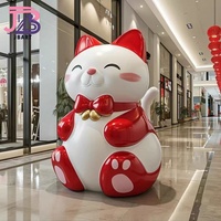 Statues de chat porte-bonheur de grande taille réalistes entrée intérieure artistique 3D artisanat vitrine ornements faits à la main Sculpture esthétique