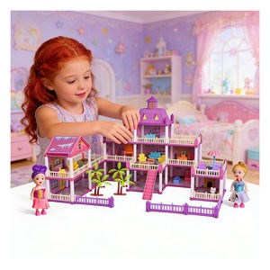 Mini Castillo de Plástico, Casa de Muñecas con Dormitorio, Cocina, Baño, Balcón y Muebles, Juego de Imitación, Regalo para Niños y Familia - Product Image 3