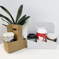 Support de tasses en carton personnalisé avec poignée, jetable, en kraft, pour bubble tea et café à emporter, vente en gros OEM
