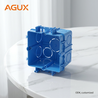 Boîtier de commutation bleu type 86 IP54 86x86x35mm 3x3 à fond ouvert, ignifuge, pour raccordement électrique