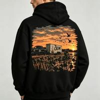 Sweat-shirt en molleton d'hiver personnalisé, coupe ample et oversize, avec motif graphique pour homme, bleu clair, impression DTF.
