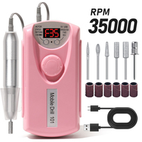 Kit professionnel de ponceuse à ongles électrique sans fil portable en acier inoxydable rechargeable par USB, 35000 tr/min, pour manucure et pédicure