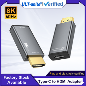 <span class=keywords><strong>Adaptador</strong></span> ULT-unite de un solo sentido, chapado en oro, <span class=keywords><strong>USB</strong></span> tipo C <span class=keywords><strong>hembra</strong></span> <span class=keywords><strong>a</strong></span> <span class=keywords><strong>HDMI</strong></span> macho, 8K 60Hz, nuevo, Plug and Play - Product Image 2