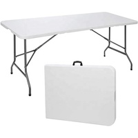 Table pliante rectangulaire en plastique HDPE de 6 pieds, robuste et pliable, idéale pour les mariages, la formation, les fêtes, la location et les repas