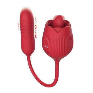 Vibrador Rosa al por Mayor con Dildo de Empuje y Tapón Anal, Juguete Sexual de Doble Estimulación para Mujeres y Parejas, Juguete Adulto Recargable por USB - Product Image 1