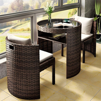 Ensemble bistrot pliable en rotin PE pour balcon et espace extérieur, table et chaises en osier pour patio, jardin et conversation en convivialité