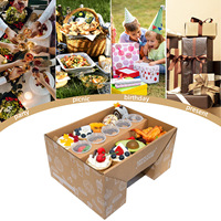 Boîte en Papier Kraft Ondulé Personnalisable avec Logo, Vente en Gros Usine, pour Pique-nique, Camping, Poulet Frit, Gâteaux, Fruits