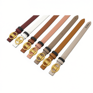 Cintura in vera pelle 2,3 cm con fibbia interna a doppia C, reversibile, per donna e uomo, alla moda - Product Image 2