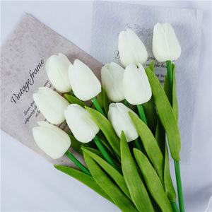 Ramo de Tulipanes Artificiales Wen Hope, Flores de PU Rosa y Amarillo para Decoración del Hogar y Bodas - Product Image 4