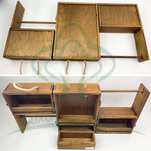 Rejilla plegable grande para Picnic, carrito de madera con soporte de papel para toalla, organizador de barbacoa para acampada al aire libre, utensilio, condimentos - Product Image 3