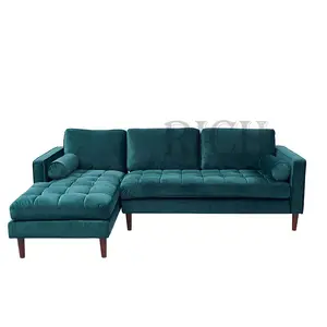 Bán sỉ chaise phòng chờ ghế ngủ-Ghế Ngồi Tufted L Shape Couch Sofa Sofa Hiện Đại Modular Với Chaise Vải Nhung Ghế Sofa Góc Rộng