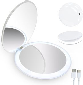 Professional Portable LED Travel Makeup <strong>Mirror</strong> with 2X Magnification - Foldable <strong>Lighted</strong> Cosmetic <strong>Mirror</strong> for Purse and Handbag - Product Image 1