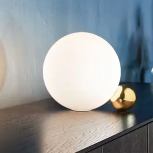 Home decoration round bed side decorative designer lamps luxury modern white glass ball table lamp