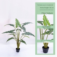Arbre artificiel en feuilles de taro résistant aux UV dans un pot en plastique, taille personnalisée, décoration de jardin à domicile, plante artificielle en pot pour les mariages