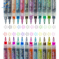 Stylo double ligne coloré avec double couleur pour des lignes vives, marqueur de contour pour gribouillis dessinés à la main