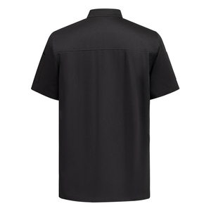 Uniforme de chef professionnel blanc à manches courtes, fermeture asymétrique, poche poitrine, grande taille, pour boulangerie, bistro, milieu culinaire - Product Image 2