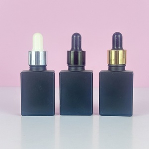 Unique Design <b>Empty</b> 30ml 1oz 50ml 100ml French Square Matt Black White Glass Essential Oil Dropper <b>Bottle</b> With Serum Pipette - Product Image 2