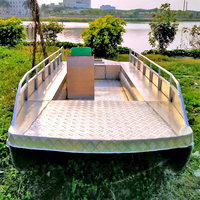 Bateau ponton de luxe miniature en aluminium de 13 pieds, kit de bateau en aluminium soudé, pontons en aluminium pour bateau ponton