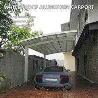 Nouveau design de luxe, abri de voiture en aluminium imperméable avec toit en polycarbonate, protection UV, abri cantilever pour une seule voiture, stationnement automobile